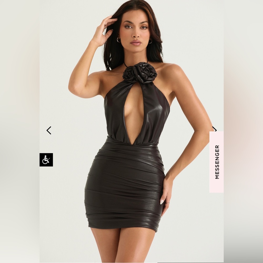 Brand new House of CB faux leather dress. Mocha color. Includes original tags